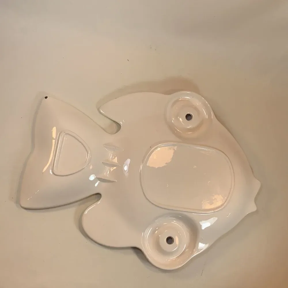 Fish Shaped Cheese Charcuterie Vegetable Appetizer Serving Platter 12 1/2 Inches